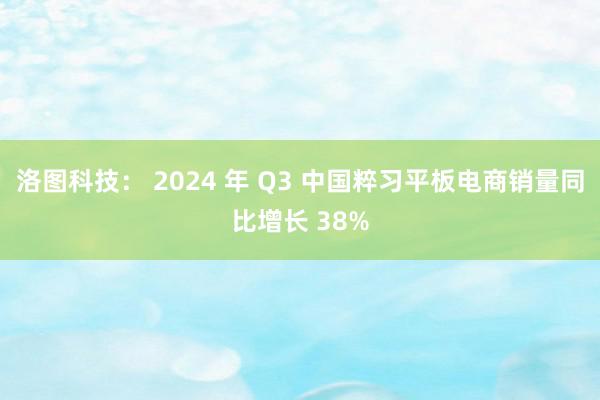 洛图科技： 2024 年 Q3 中国粹习平板电商销量同比增长 38%