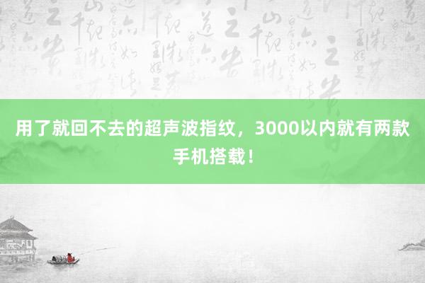 用了就回不去的超声波指纹，3000以内就有两款手机搭载！