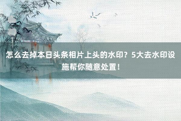 怎么去掉本日头条相片上头的水印？5大去水印设施帮你随意处置！