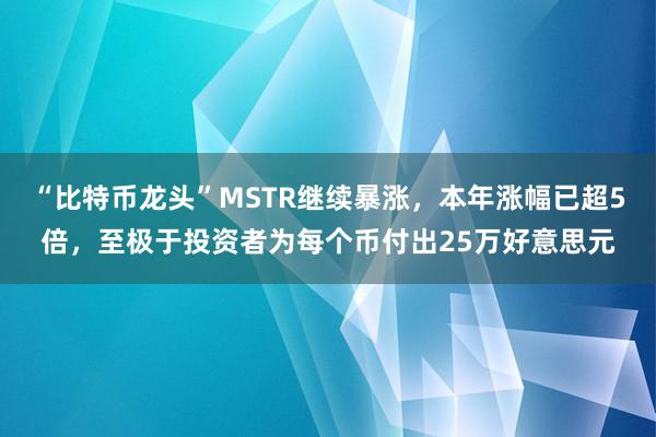 “比特币龙头”MSTR继续暴涨，本年涨幅已超5倍，至极于投资者为每个币付出25万好意思元