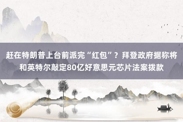 赶在特朗普上台前派完“红包”？拜登政府据称将和英特尔敲定80亿好意思元芯片法案拨款