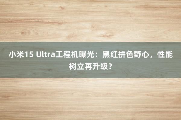 小米15 Ultra工程机曝光：黑红拼色野心，性能树立再升级？