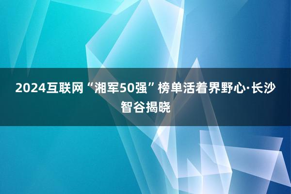 2024互联网“湘军50强”榜单活着界野心·长沙智谷揭晓