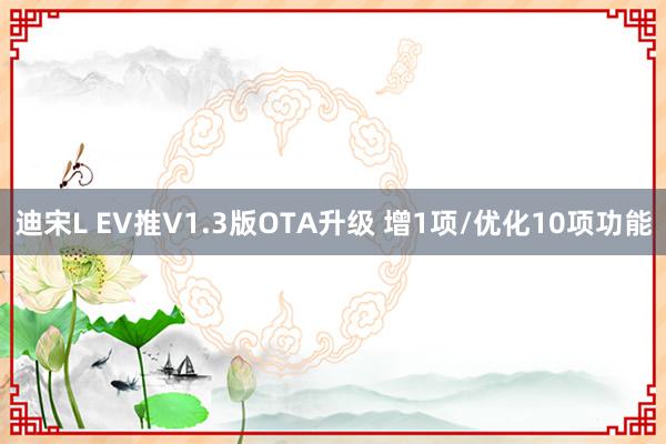 迪宋L EV推V1.3版OTA升级 增1项/优化10项功能