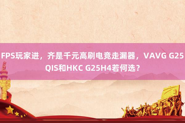 FPS玩家进，齐是千元高刷电竞走漏器，VAVG G25QIS和HKC G25H4若何选？