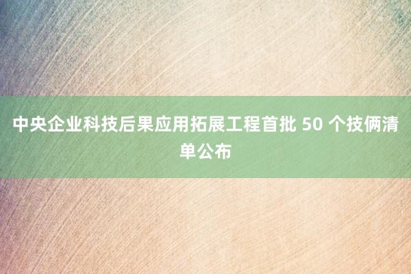 中央企业科技后果应用拓展工程首批 50 个技俩清单公布