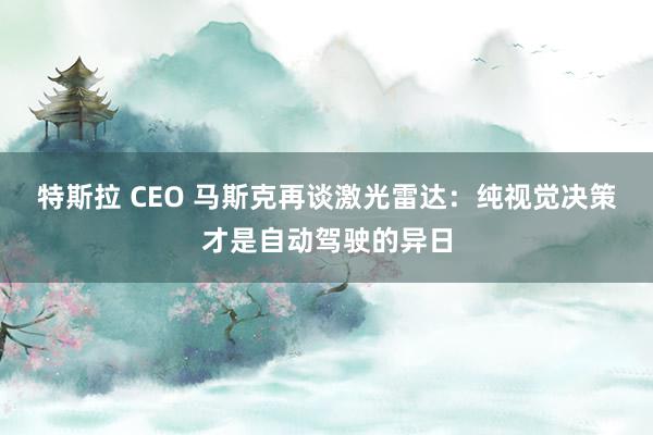 特斯拉 CEO 马斯克再谈激光雷达：纯视觉决策才是自动驾驶的异日