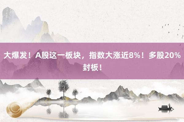 大爆发！A股这一板块，指数大涨近8%！多股20%封板！