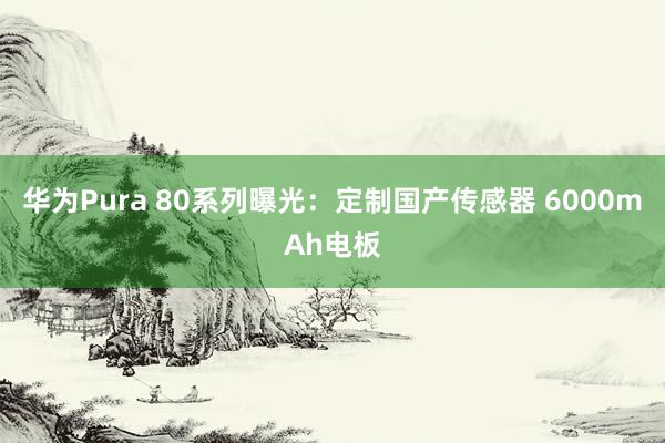 华为Pura 80系列曝光：定制国产传感器 6000mAh电板