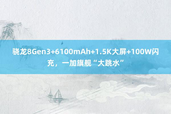 骁龙8Gen3+6100mAh+1.5K大屏+100W闪充，一加旗舰“大跳水”