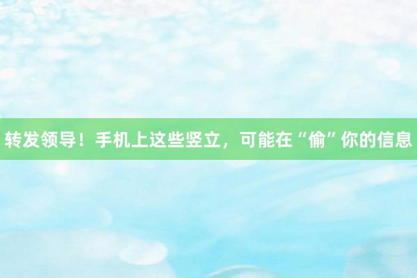 转发领导！手机上这些竖立，可能在“偷”你的信息