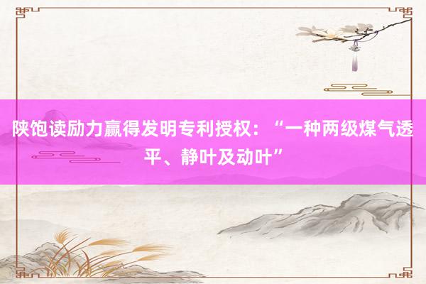 陕饱读励力赢得发明专利授权：“一种两级煤气透平、静叶及动叶”