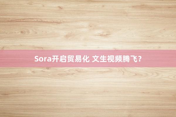 Sora开启贸易化 文生视频腾飞？