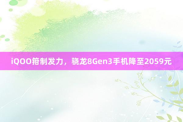 iQOO箝制发力，骁龙8Gen3手机降至2059元