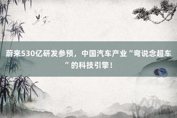 蔚来530亿研发参预，中国汽车产业“弯说念超车”的科技引擎！