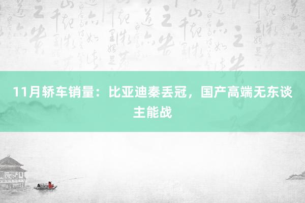 11月轿车销量：比亚迪秦丢冠，国产高端无东谈主能战