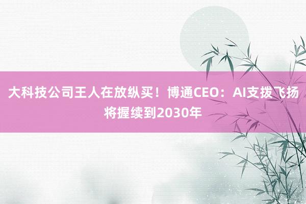 大科技公司王人在放纵买！博通CEO：AI支拨飞扬将握续到2030年