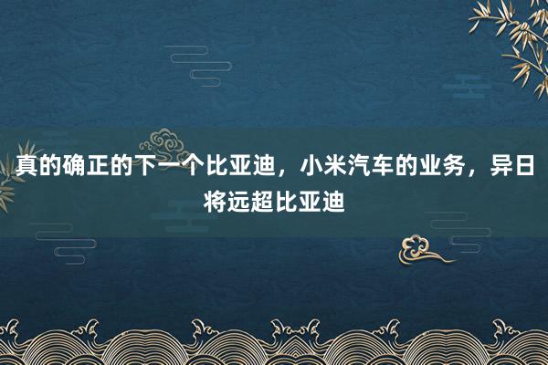 真的确正的下一个比亚迪，小米汽车的业务，异日将远超比亚迪