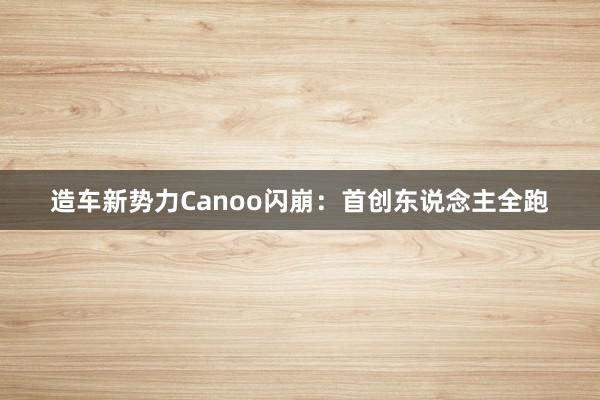 造车新势力Canoo闪崩：首创东说念主全跑