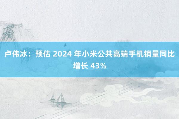 卢伟冰：预估 2024 年小米公共高端手机销量同比增长 43%