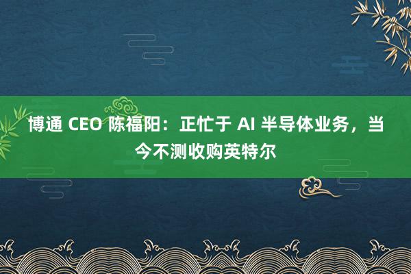 博通 CEO 陈福阳：正忙于 AI 半导体业务，当今不测收购英特尔