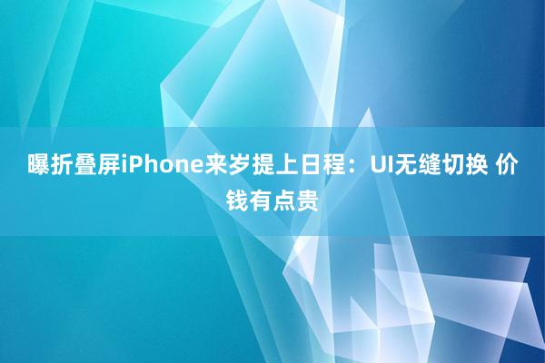 曝折叠屏iPhone来岁提上日程：UI无缝切换 价钱有点贵