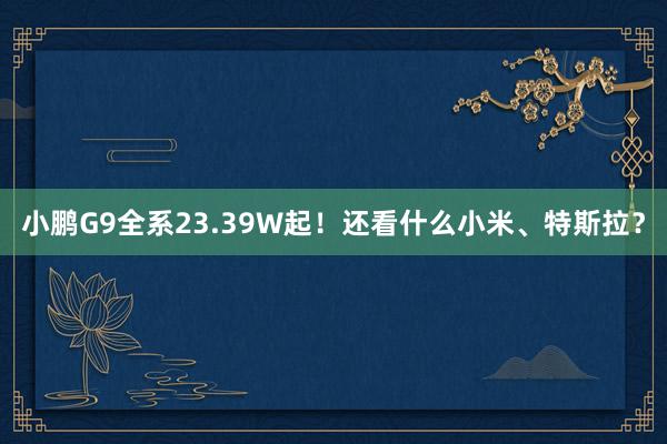 小鹏G9全系23.39W起！还看什么小米、特斯拉？