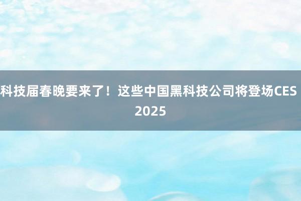 科技届春晚要来了！这些中国黑科技公司将登场CES 2025