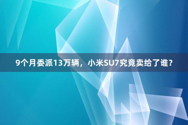 9个月委派13万辆，小米SU7究竟卖给了谁？