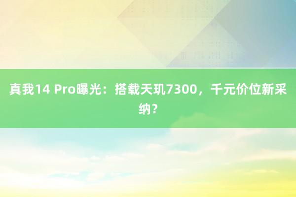 真我14 Pro曝光：搭载天玑7300，千元价位新采纳？