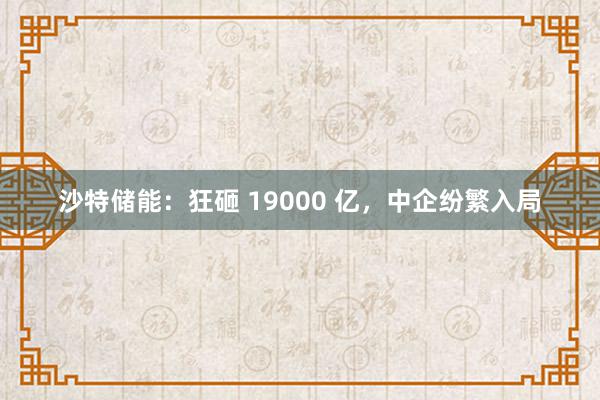 沙特储能：狂砸 19000 亿，中企纷繁入局