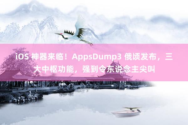 iOS 神器来临！AppsDump3 俄顷发布，三大中枢功能，强到令东说念主尖叫