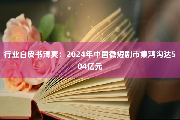 行业白皮书清爽：2024年中国微短剧市集鸿沟达504亿元