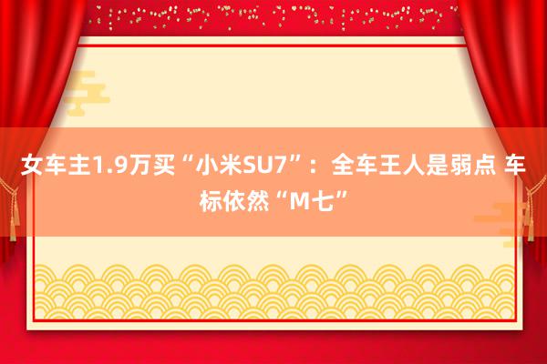 女车主1.9万买“小米SU7”：全车王人是弱点 车标依然“M七”