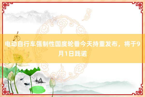 电动自行车强制性国度轮番今天持重发布，将于9月1日践诺