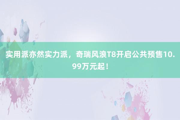 实用派亦然实力派，奇瑞风浪T8开启公共预售10.99万元起！