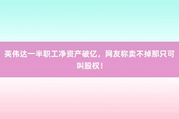 英伟达一半职工净资产破亿，网友称卖不掉那只可叫股权！