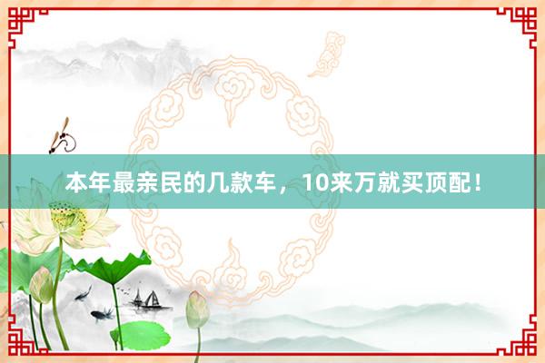 本年最亲民的几款车，10来万就买顶配！