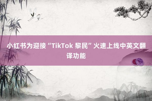 小红书为迎接“TikTok 黎民”火速上线中英文翻译功能