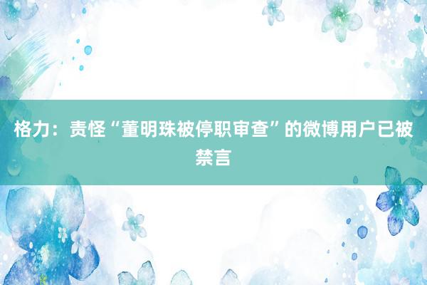 格力：责怪“董明珠被停职审查”的微博用户已被禁言