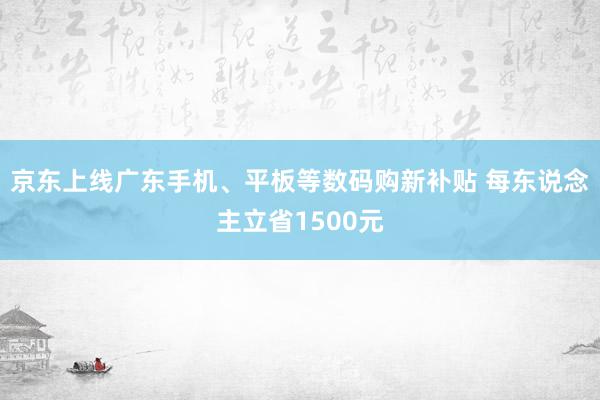 京东上线广东手机、平板等数码购新补贴 每东说念主立省1500元