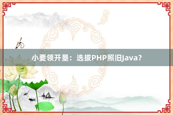 小要领开垦：选拔PHP照旧Java？