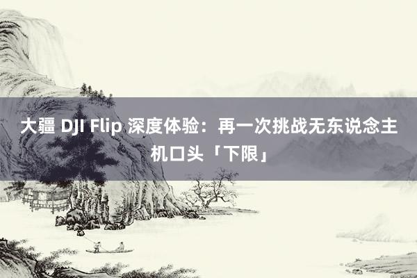 大疆 DJI Flip 深度体验：再一次挑战无东说念主机口头「下限」