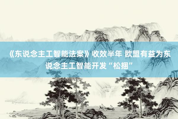 《东说念主工智能法案》收效半年 欧盟有益为东说念主工智能开发“松捆”